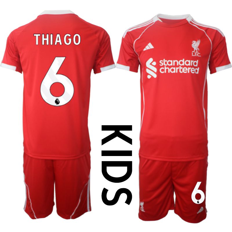 Youth 2025-2026 Season Club Liverpool home red #6 Soccer Jersey->youth soccer jersey->Youth Jersey
